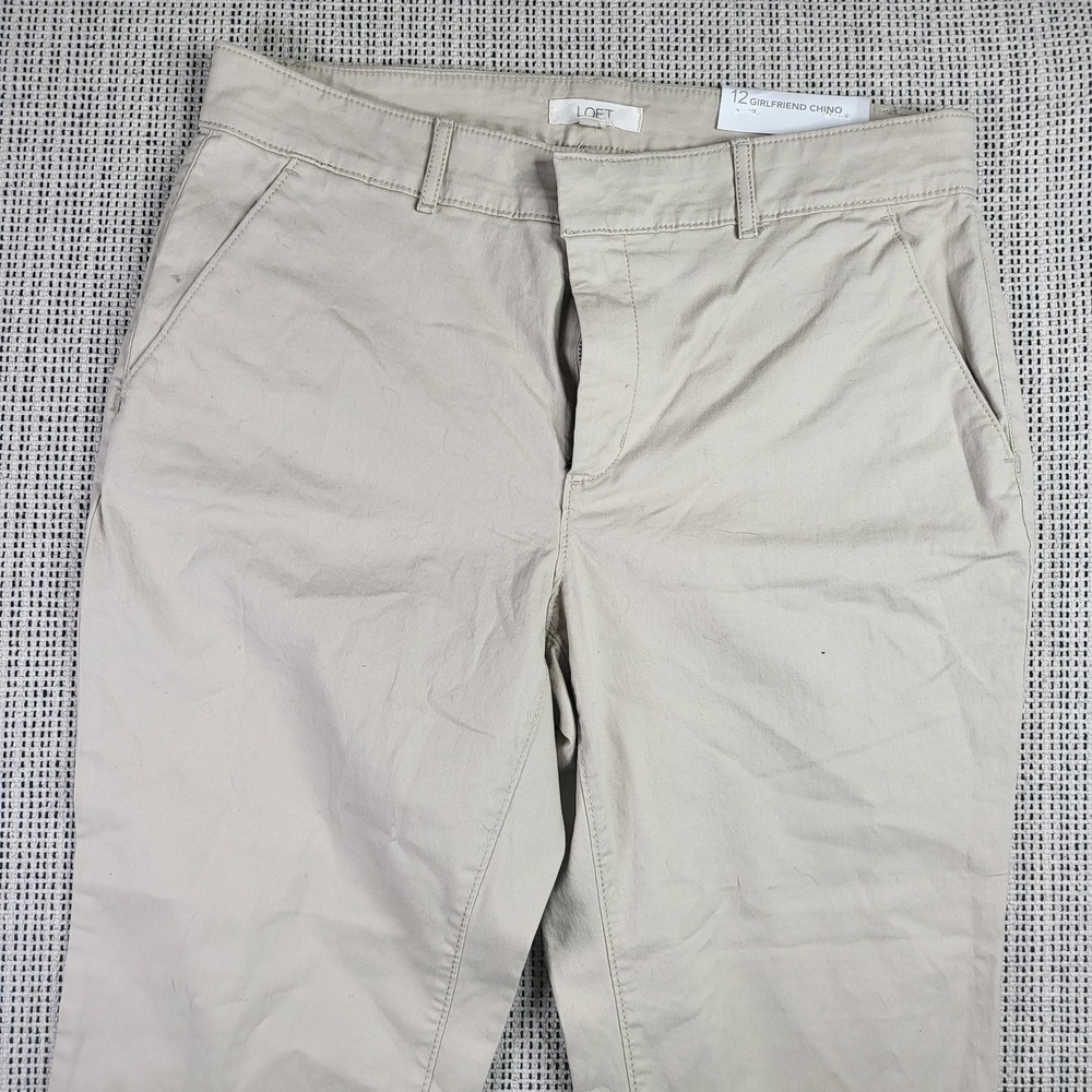 LOFT Pants Womens 12 Beige‎ Girlfriend Chino Straight Leg Classic New Tags